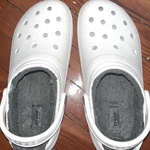 White Fur Crocs Womens size 9 Mens size 7